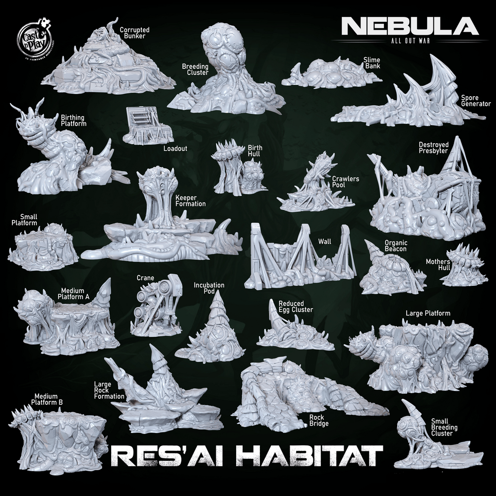 3D Printed Cast n Play Res'Ai World Terrain Nebula All Out War 28mm 32mm D&D (Online Only)