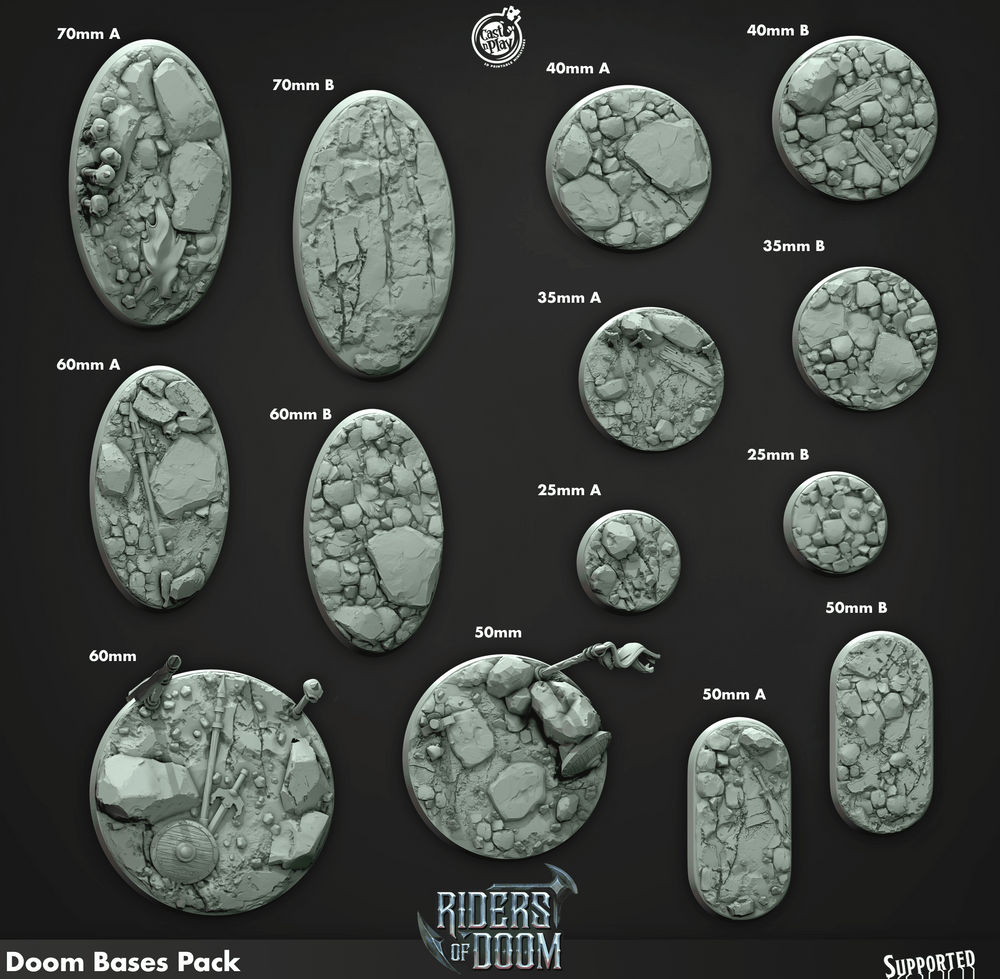 3D Printed Cast n Play Riders of Doom - Doom Bases 28mm 32mm D&D (Online Only)