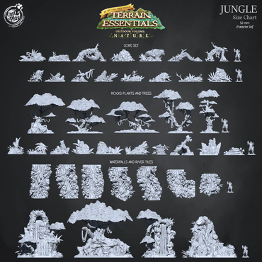 3D Printed Cast n Play Rocks Plants and Trees Jungle Terrain Set Terrain Essentials Nature 28mm 32mm D&D (Online Only)