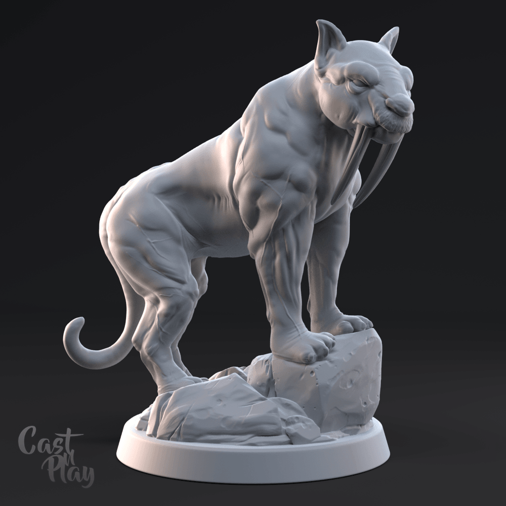 3D Printed Cast n Play - Sabertooth Tiger 28mm 32mm D&D (Online Only)