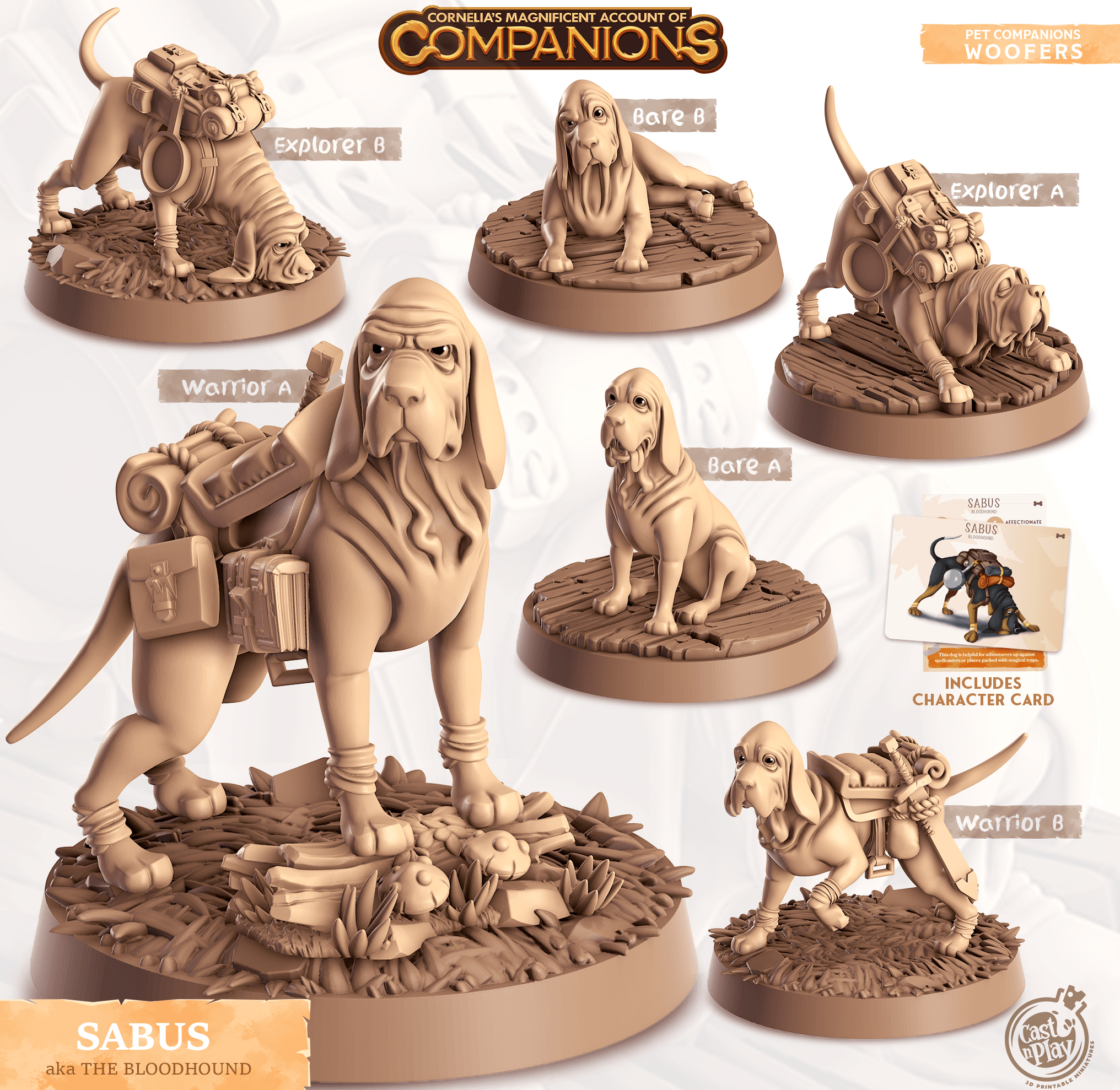 3D Printed Cast n Play Sabus - The Bloodhound Companions 28mm 32mm D&D (Online Only)