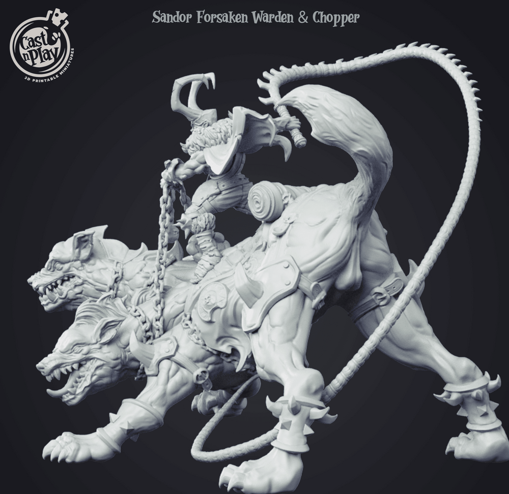 3D Printed Cast n Play - Sandor Forsaken Warden & Chopper 28mm 32mm D&D (Online Only)