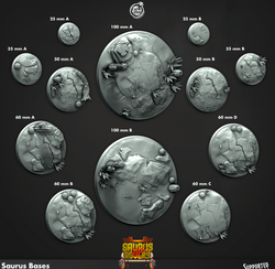 3D Printed Cast n Play Saurus Bases Saurus Rovers Set 28mm 32mm D&D (Online Only)