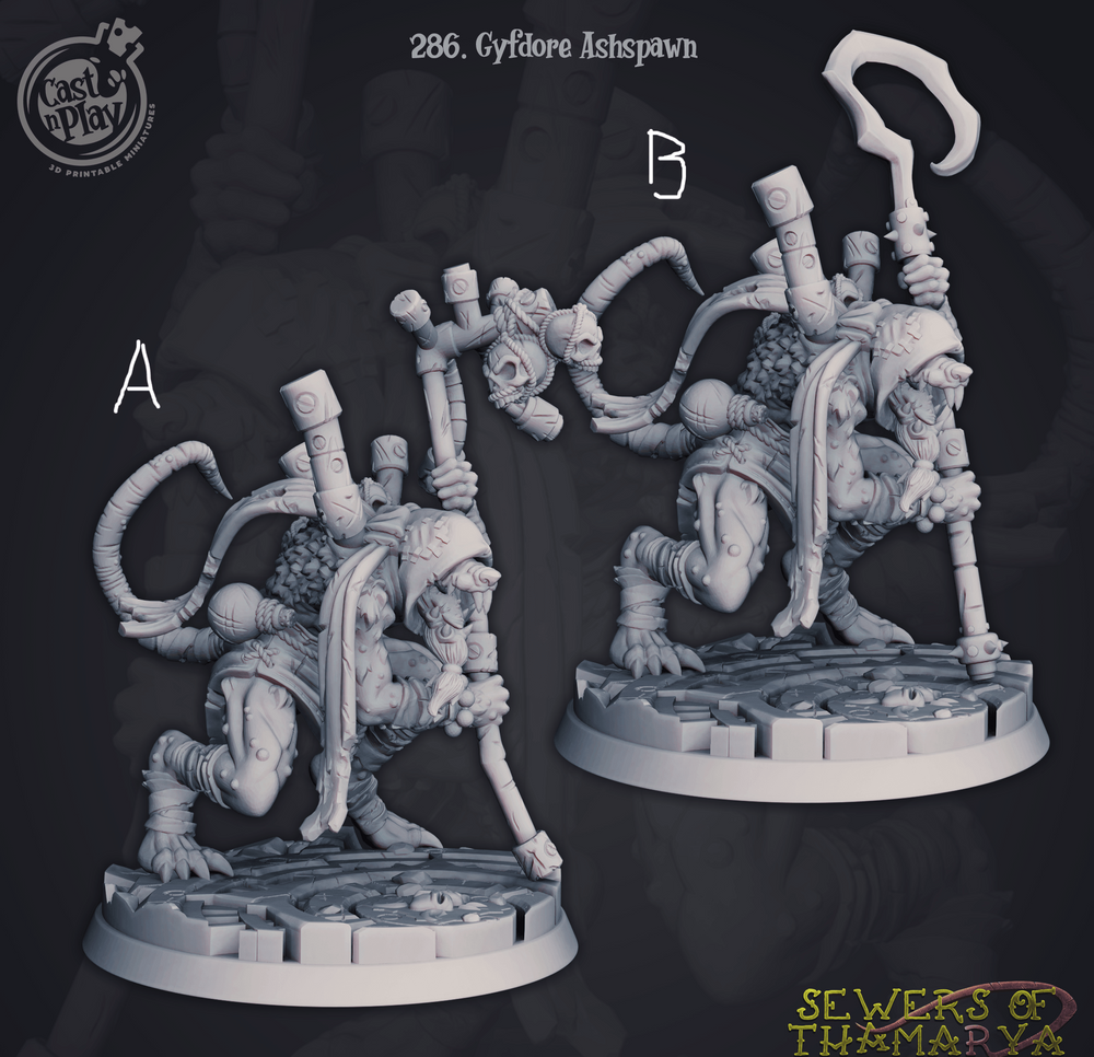 3D Printed Cast n Play Sewers of Thamarya - Gyfdore Ashspawn 28mm 32mm D&D (Online Only)