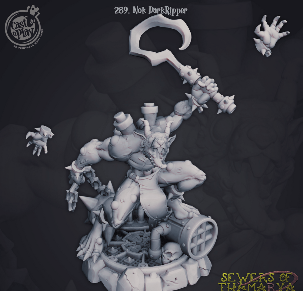 3D Printed Cast n Play Sewers of Thamarya - Nok DarkRipper 28mm 32mm D&D (Online Only)