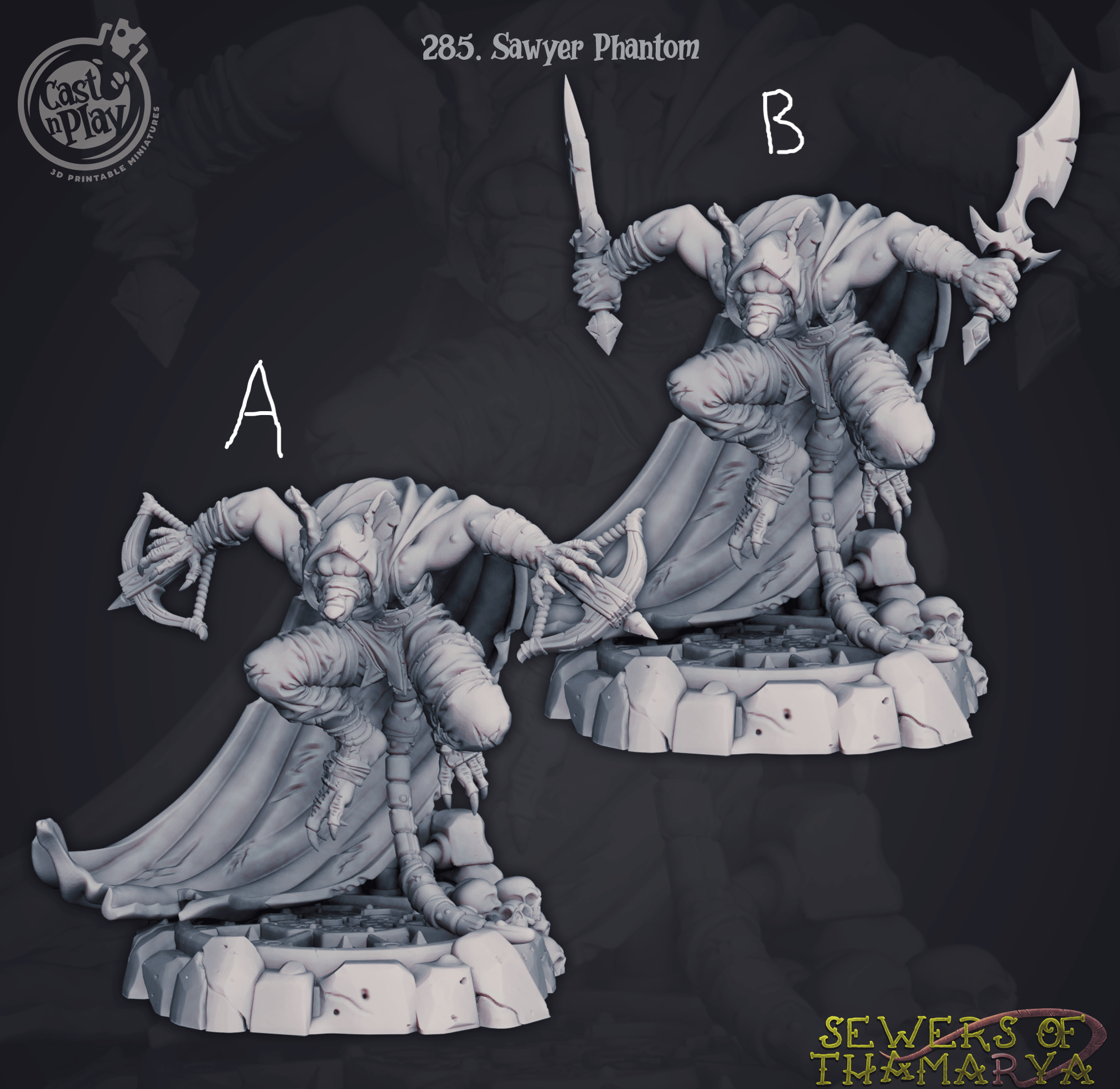 3D Printed Cast n Play Sewers of Thamarya - Sawyer Phantom 28mm 32mm D&D (Online Only)