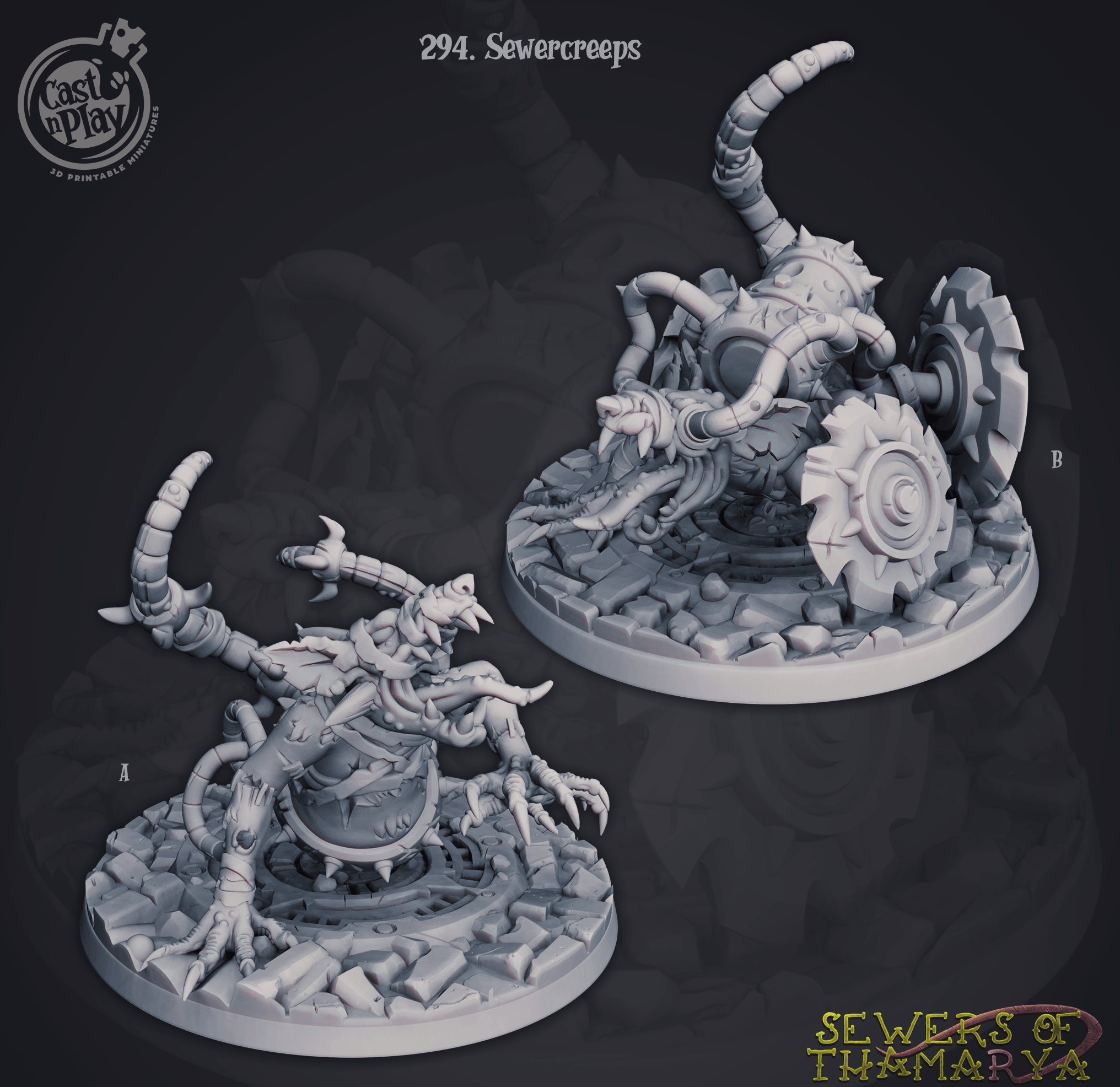 3D Printed Cast n Play Sewers of Thamarya - Sewercreeps 28mm 32mm D&D (Online Only)