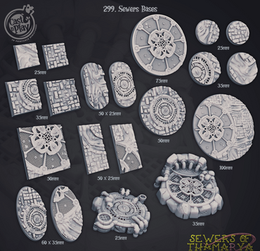 3D Printed Cast n Play Sewers of Thamarya - Sewers Bases Set 28mm 32mm D&D (Online Only)