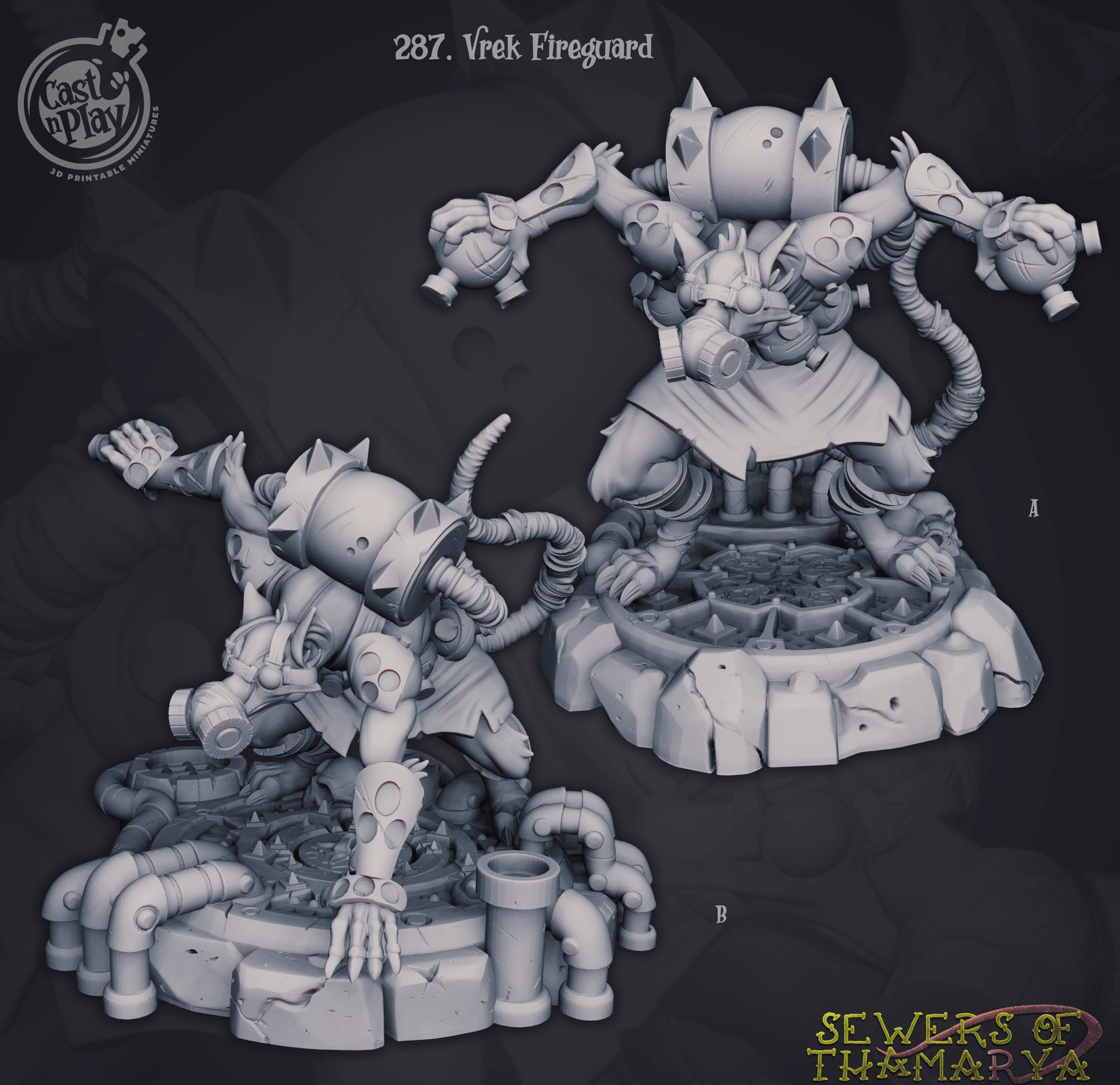 3D Printed Cast n Play Sewers of Thamarya - Vrek Fireguard 28mm 32mm D&D (Online Only)