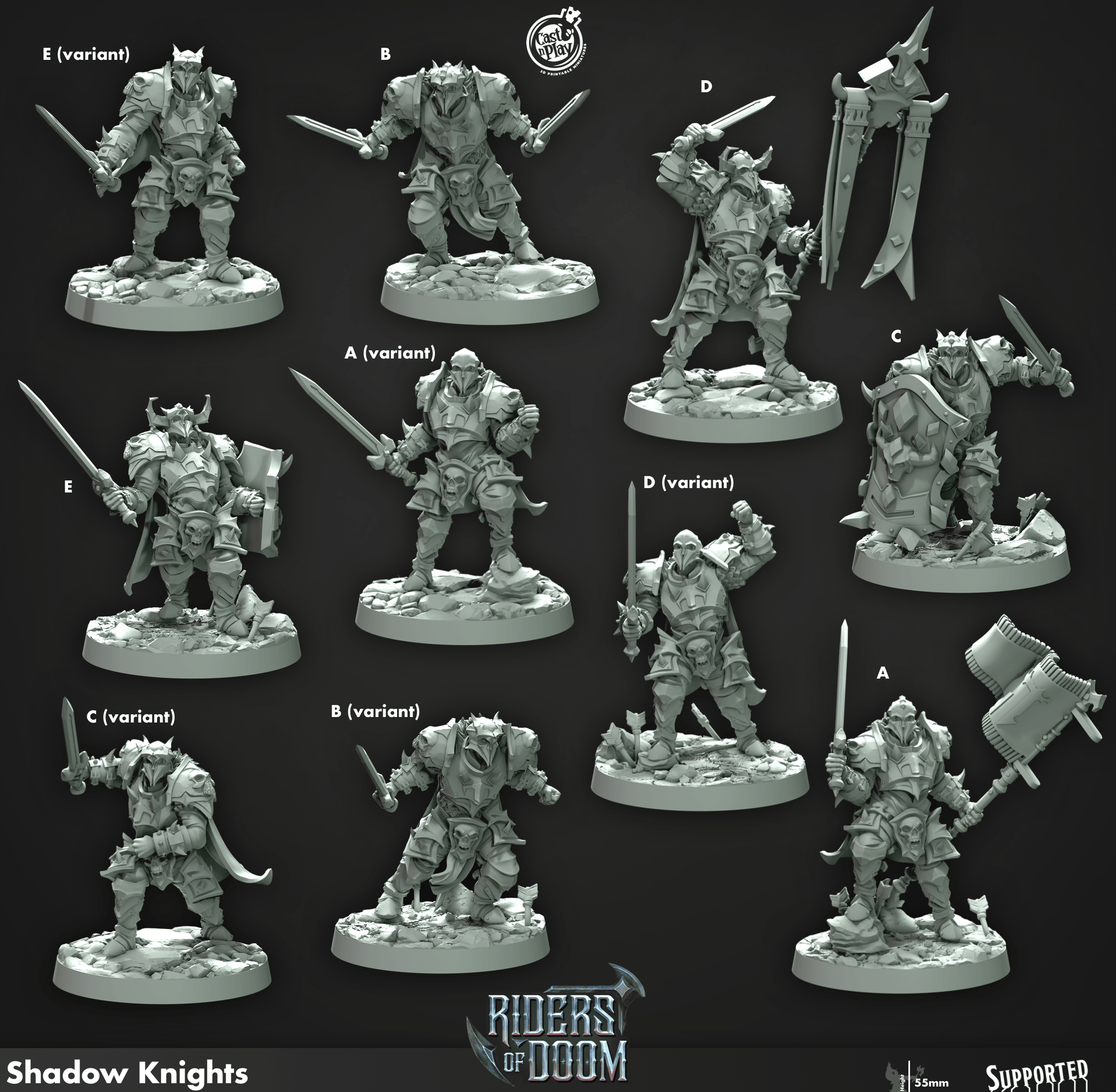 3D Printed Cast n Play Shadow Knights Riders of Doom Set 28mm 32mm D&D (Online Only)