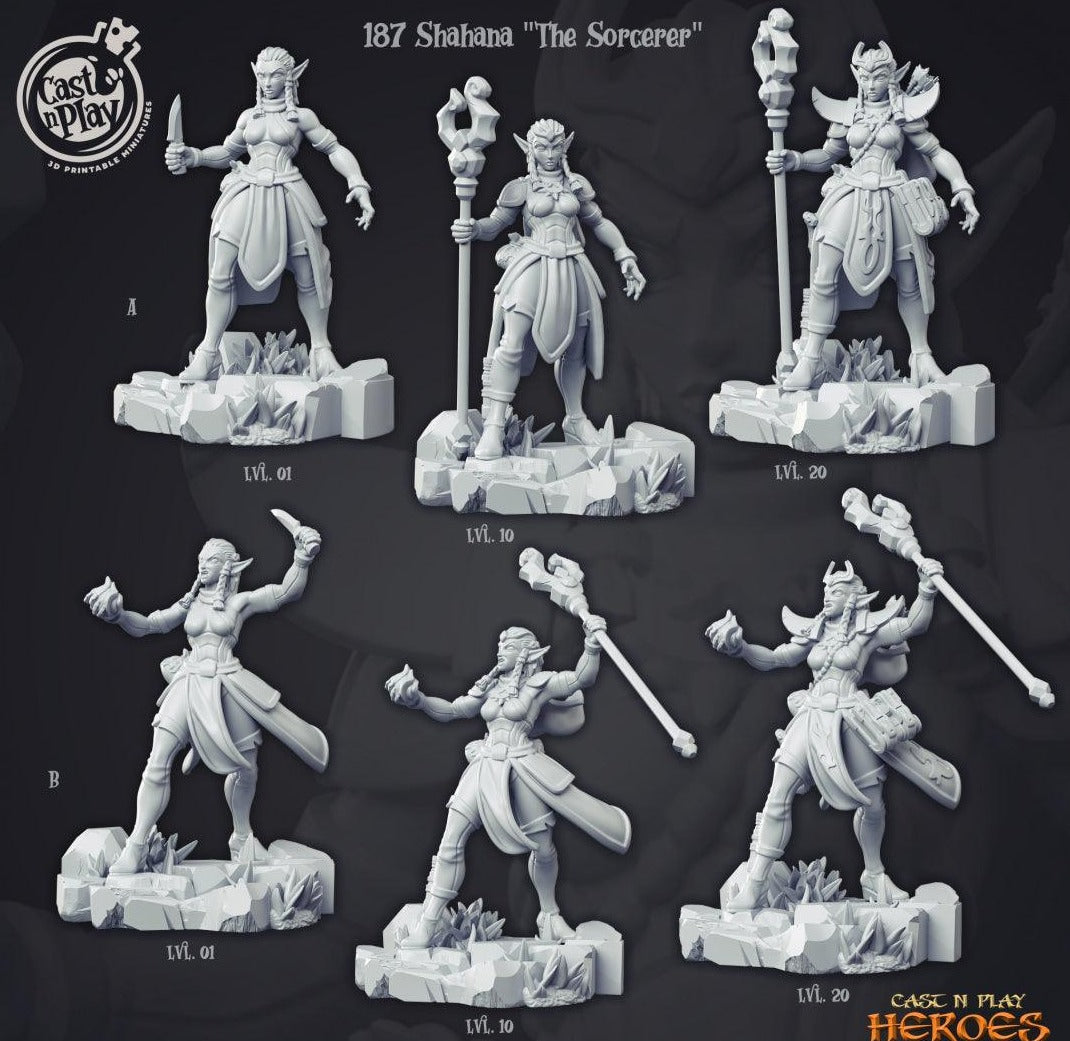 3D Printed Cast n Play Shahana the Sorcerer Heroes Vol. 1 28mm 32mm D&D (Online Only)