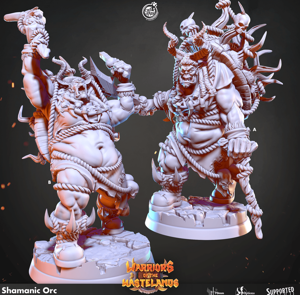 3D Printed Cast n Play Shamanic Orc Warriors of the Wastelands 28mm 32mm D&D (Online Only)