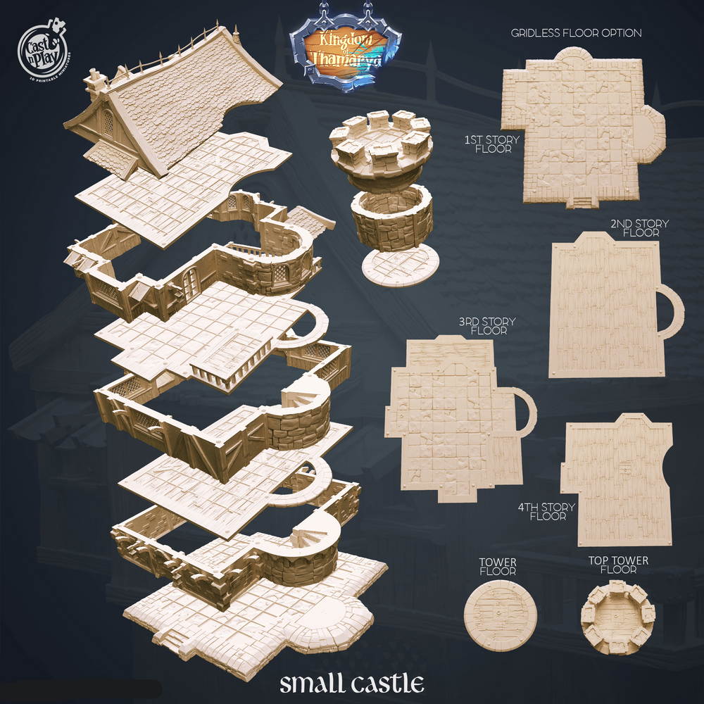 3D Printed Cast n Play Small Castle Kingdom Of Thamarya 28mm 32mm D&D (Online Only)