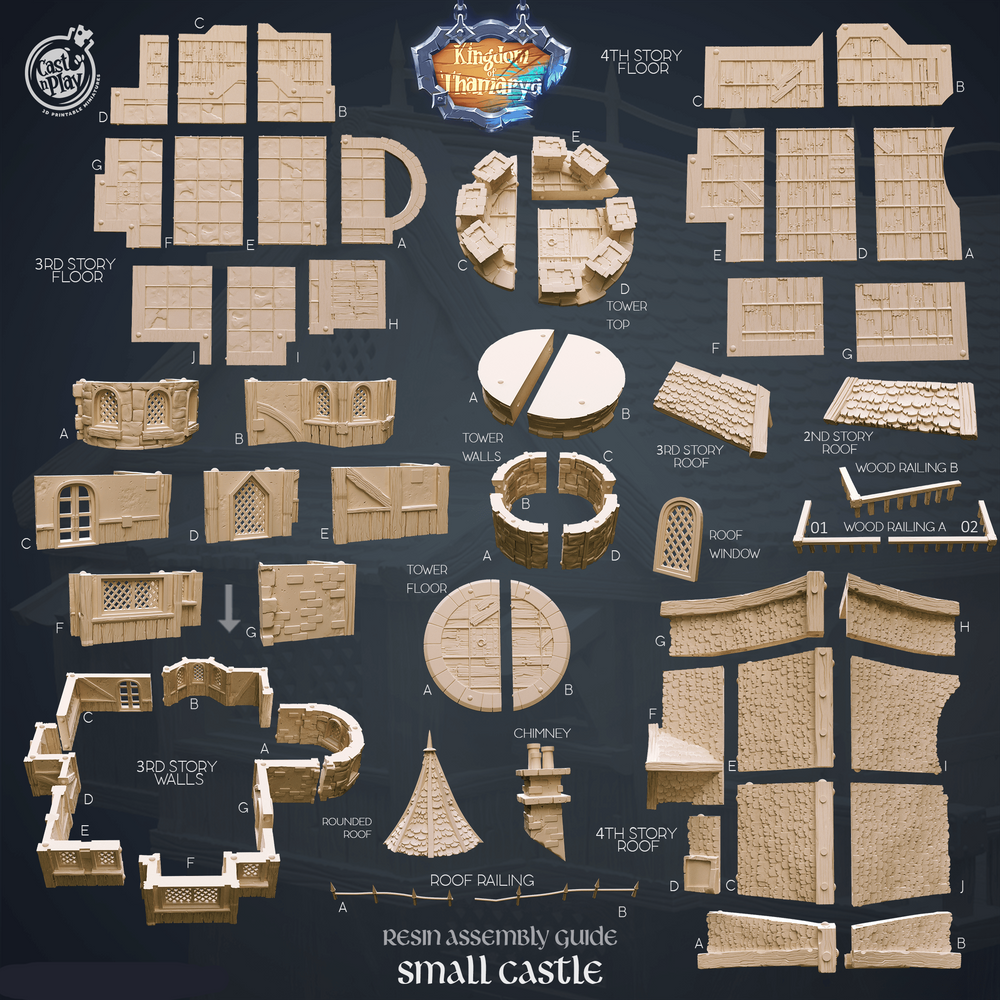 3D Printed Cast n Play Small Castle Kingdom Of Thamarya 28mm 32mm D&D (Online Only)
