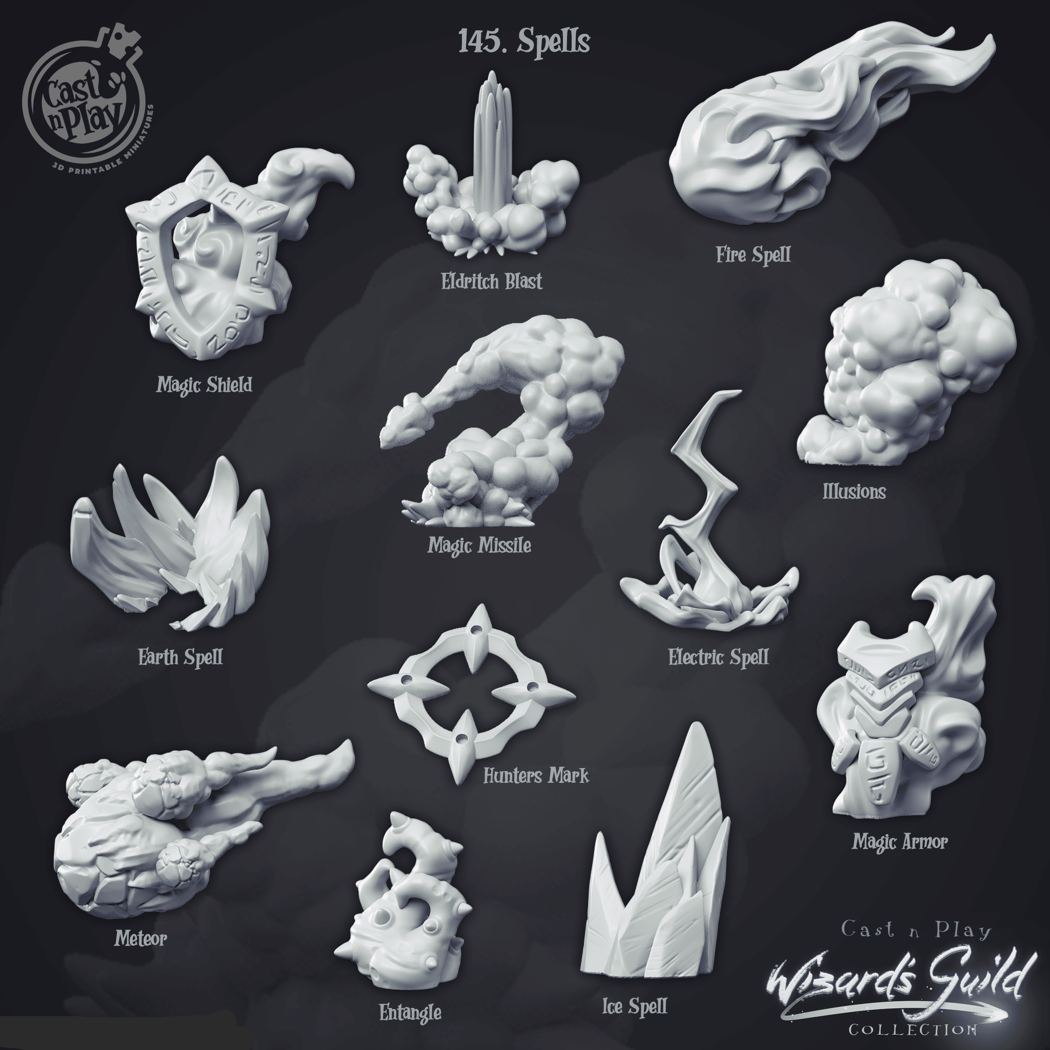3D Printed Cast n Play Spells 28mm 32mm D&D (Online Only)
