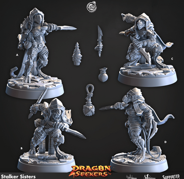 3D Printed Cast n Play Stalker Sisters Dragon Seekers 28mm 32mm D&D (Online Only)