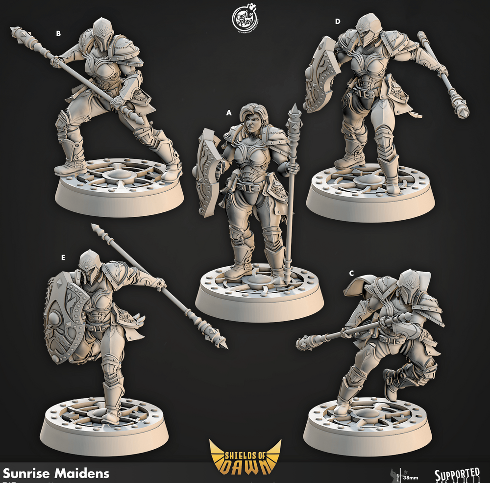 3D Printed Cast n Play Sunrise Maidens Shields of Dawn 28mm 32mm D&D (Online Only)
