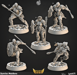 3D Printed Cast n Play Sunrise Maidens Shields of Dawn 28mm 32mm D&D (Online Only)