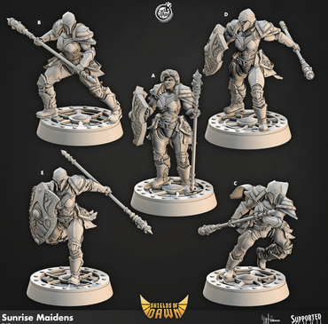 3D Printed Cast n Play Sunrise Maidens Shields of Dawn 28mm 32mm D&D (Online Only)