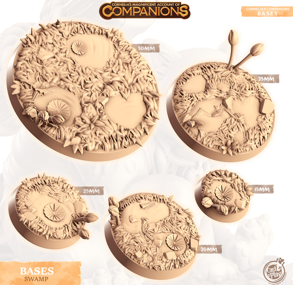 3D Printed Cast n Play Swamp Bases Companion's Bases - Master Pack Companions 28mm 32mm D&D (Online Only)
