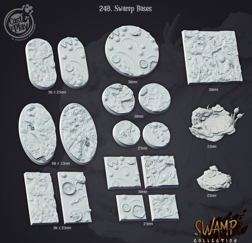 3D Printed Cast n Play Swamp Bases Set 28mm 32mm D&D (Online Only)