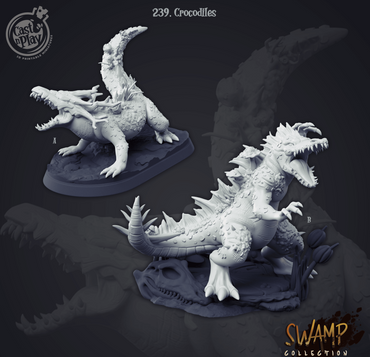 3D Printed Cast n Play Swamp Collection - Crocodiles 28mm 32mm D&D (Online Only)