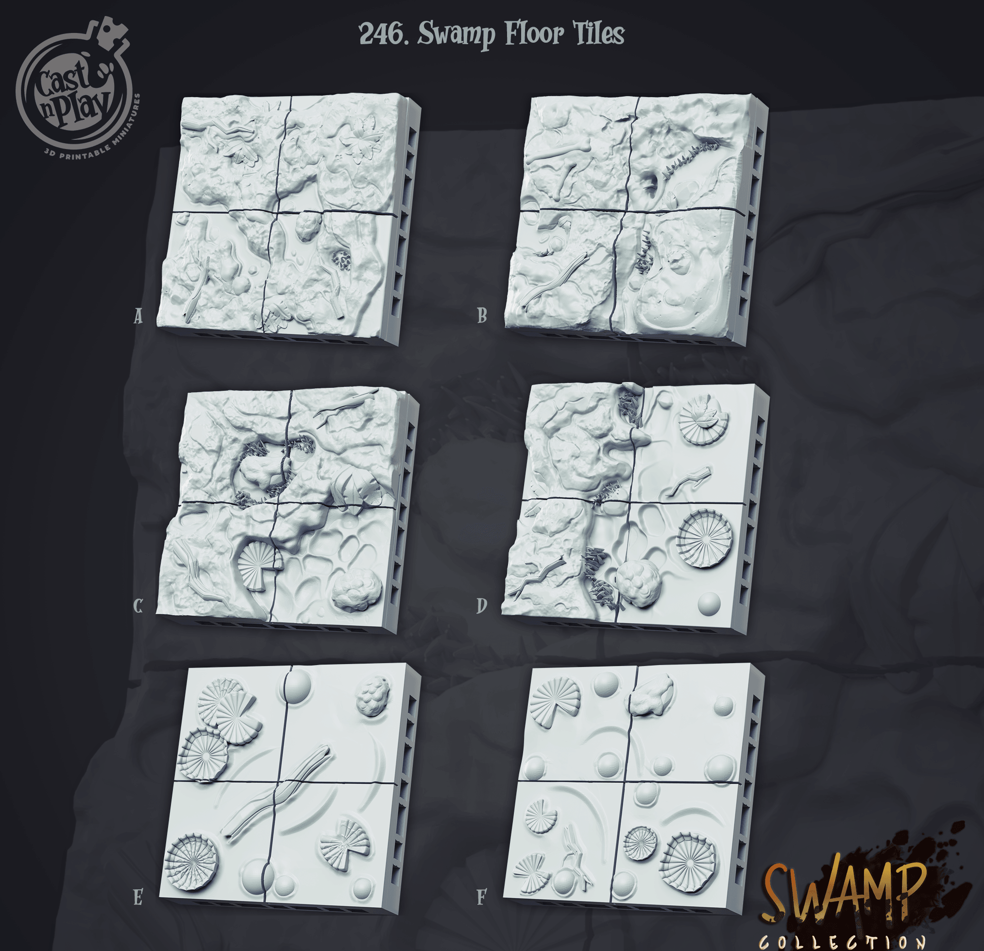 3D Printed Cast n Play Swamp Collection - Swamp Floor tiles 28mm 32mm D&D (Online Only)