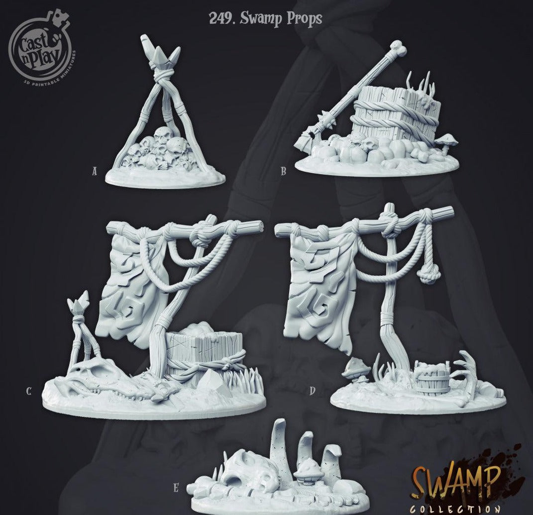 3D Printed Cast n Play Swamp Props 28mm 32mm D&D (Online Only)