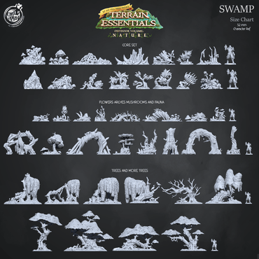 3D Printed Cast n Play Swamp Terrain Flowers, Arches, Mushrooms and Fauna Set Terrain Essentials Nature 28mm 32mm D&D (Online Only)
