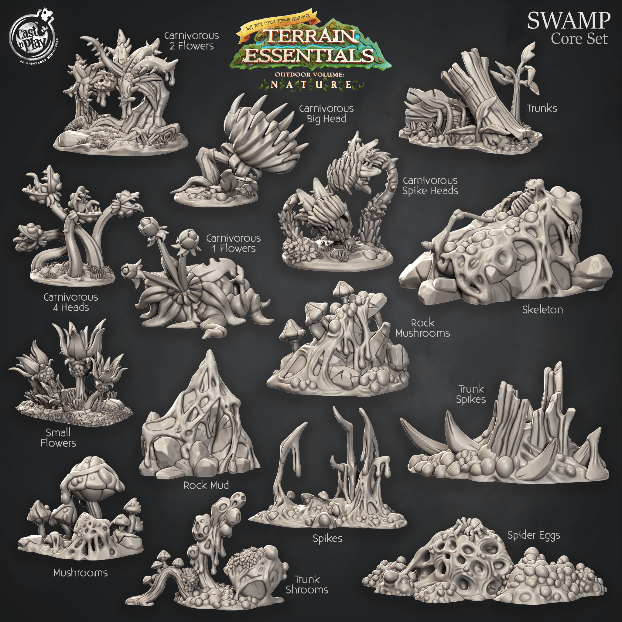 3D Printed Cast n Play Swamp Terrain Swamp Core Set Terrain Essentials Nature 28mm 32mm D&D (Online Only)