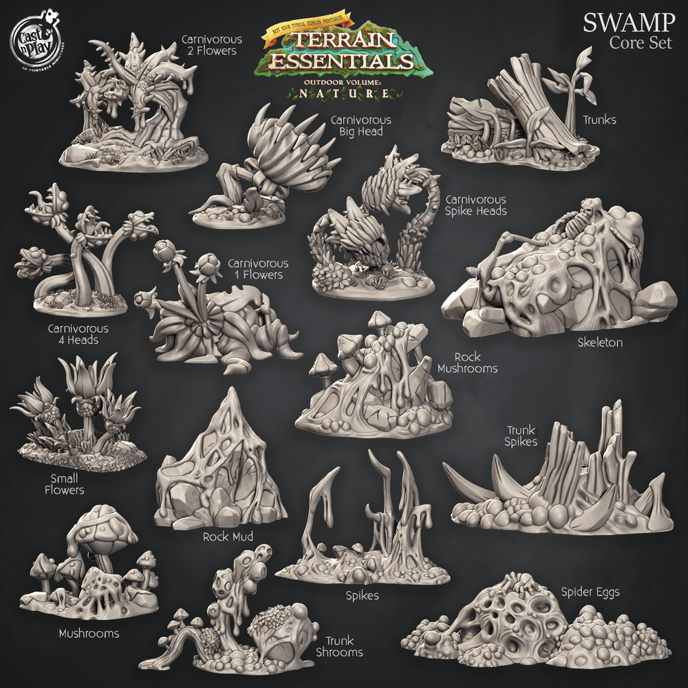 3D Printed Cast n Play Swamp Terrain Swamp Core Set Terrain Essentials Nature 28mm 32mm D&D (Online Only)