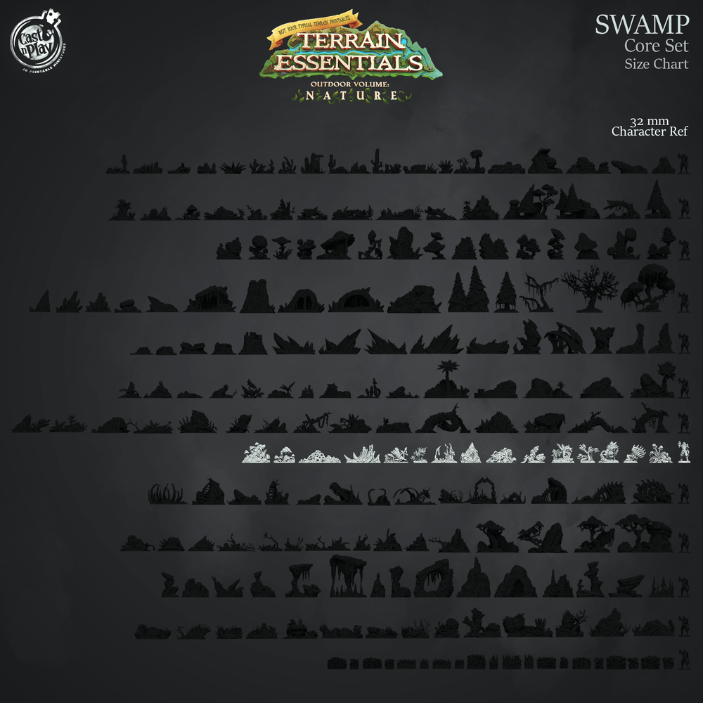 3D Printed Cast n Play Swamp Terrain Swamp Core Set Terrain Essentials Nature 28mm 32mm D&D (Online Only)