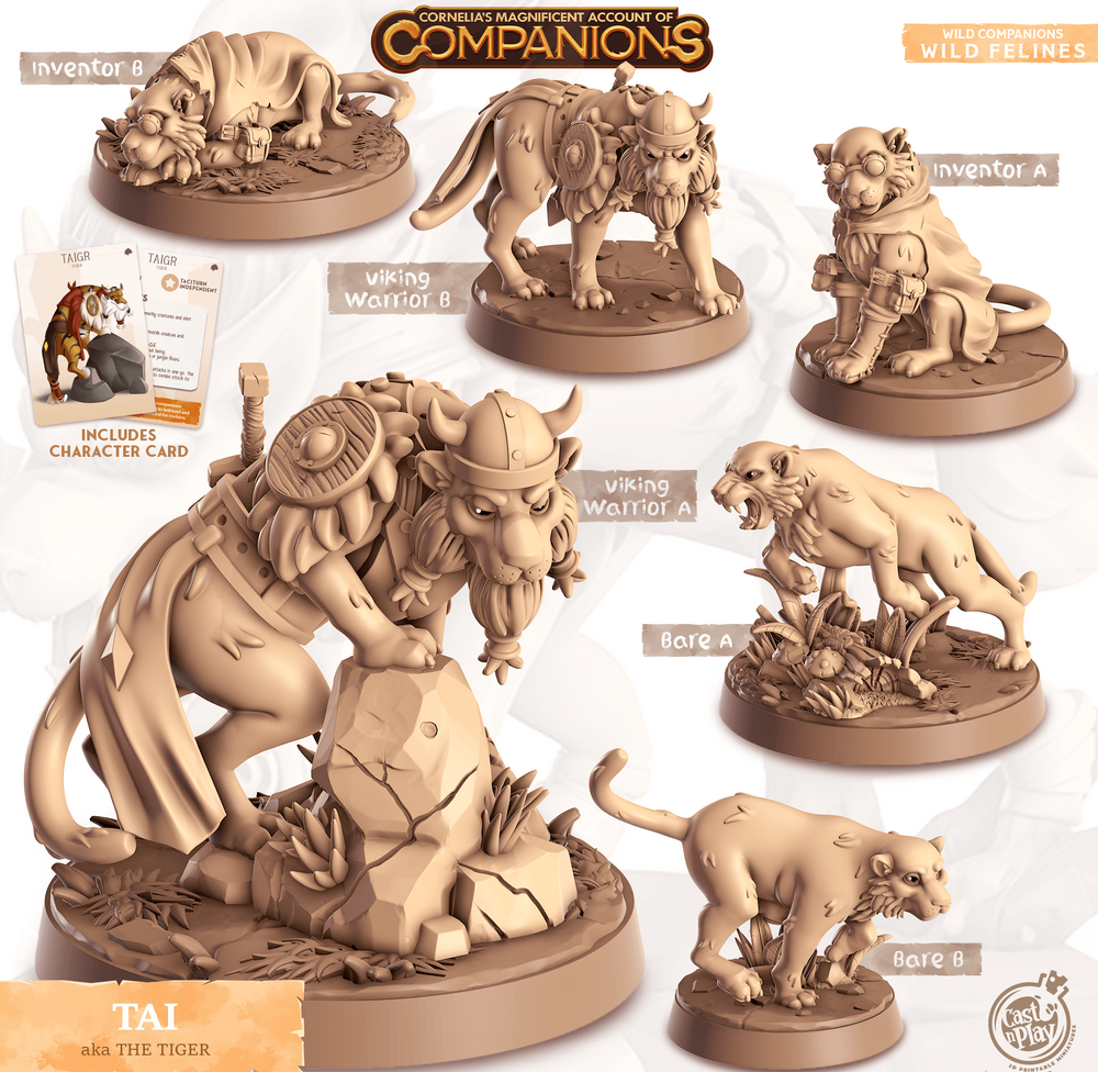 3D Printed Cast n Play Tai - The Tiger Companions 28mm 32mm D&D (Online Only)