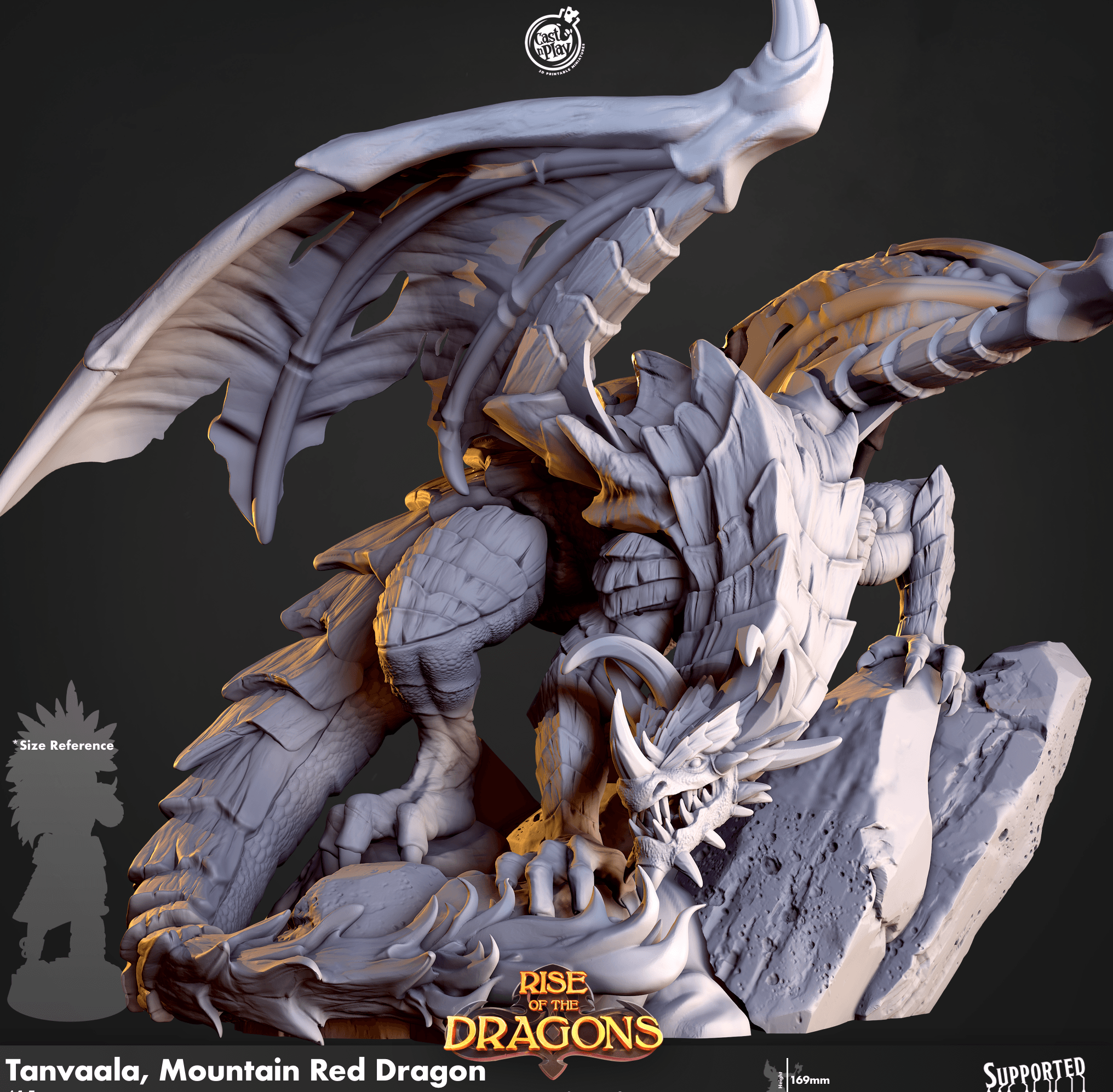 3D Printed Cast n Play Tanvaala Mountain Red Dragon Rise of the Dragons 28 32mm D&D (Online Only)