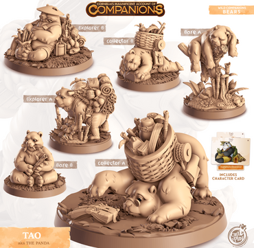 3D Printed Cast n Play Tao - The Panda Companions 28mm 32mm D&D (Online Only)