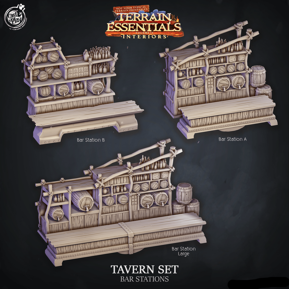 3D Printed Cast n Play Tavern Bar Stations Terrain Essentials 28mm 32mm D&D (Online Only)