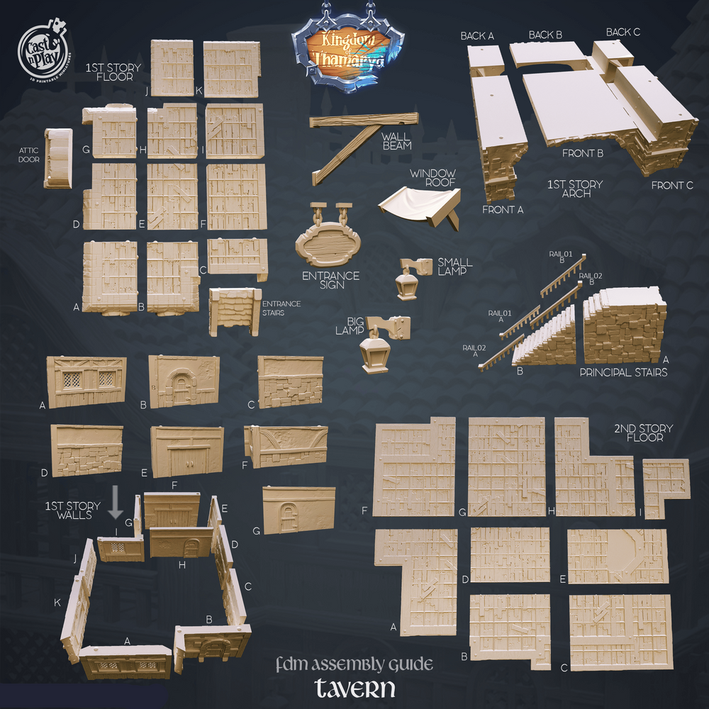 3D Printed Cast n Play Tavern Kingdom Of Thamarya 28mm 32mm D&D (Online Only)