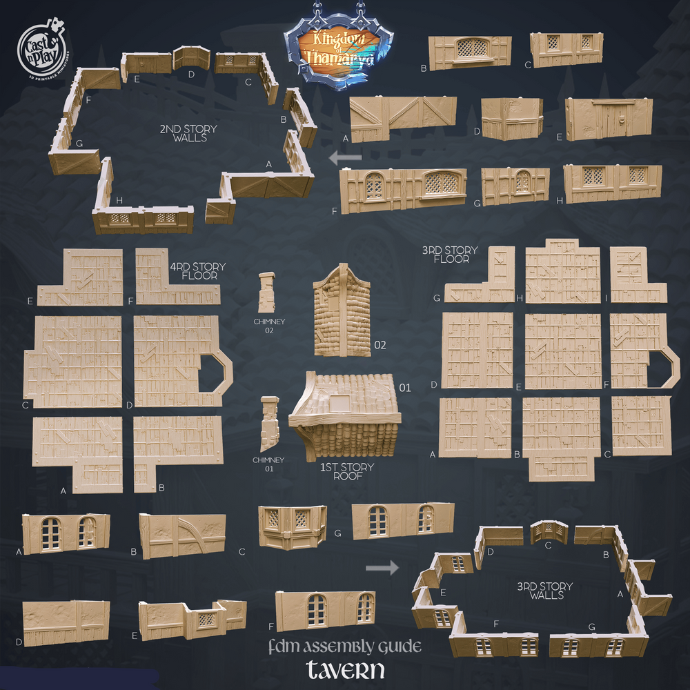 3D Printed Cast n Play Tavern Kingdom Of Thamarya 28mm 32mm D&D (Online Only)