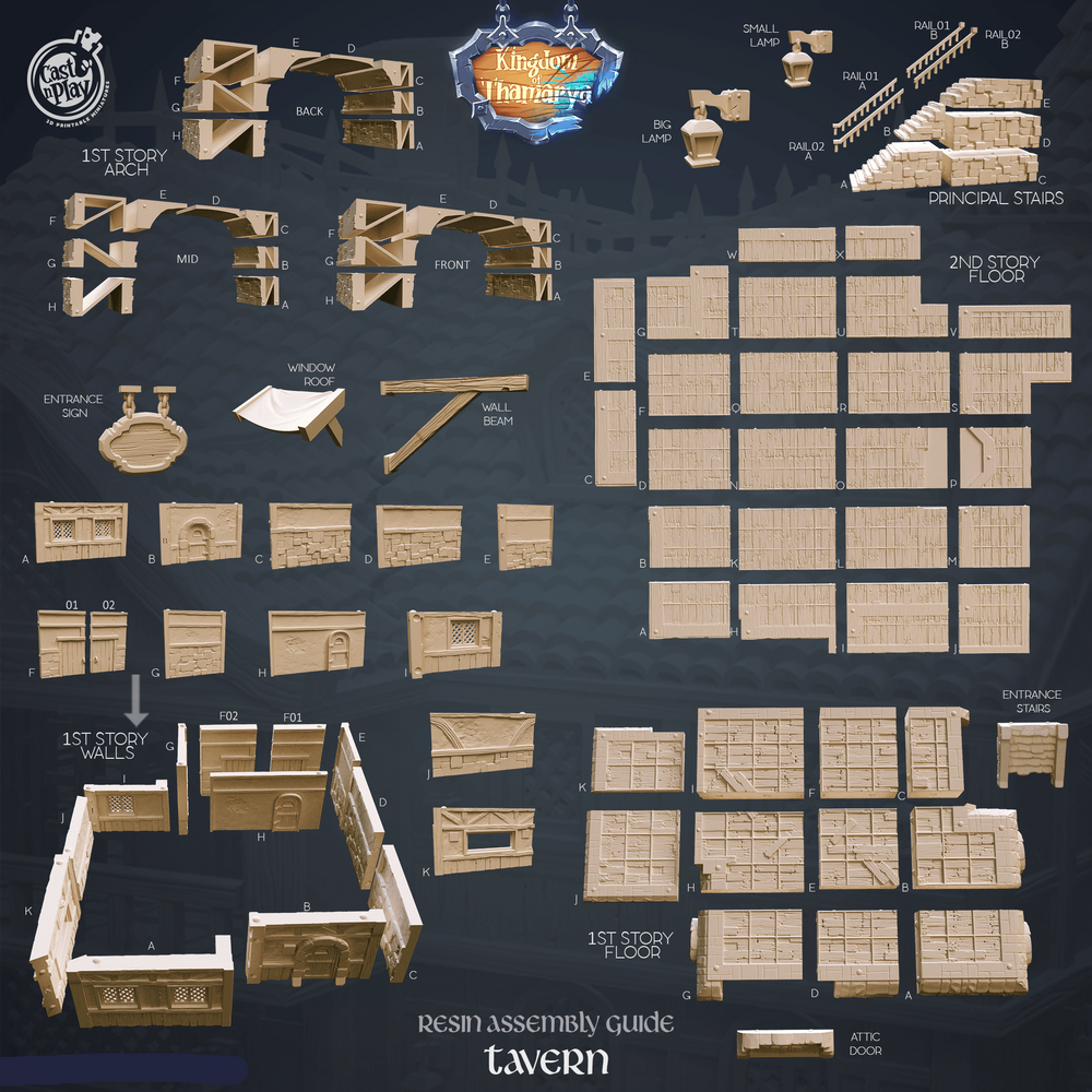 3D Printed Cast n Play Tavern Kingdom Of Thamarya 28mm 32mm D&D (Online Only)