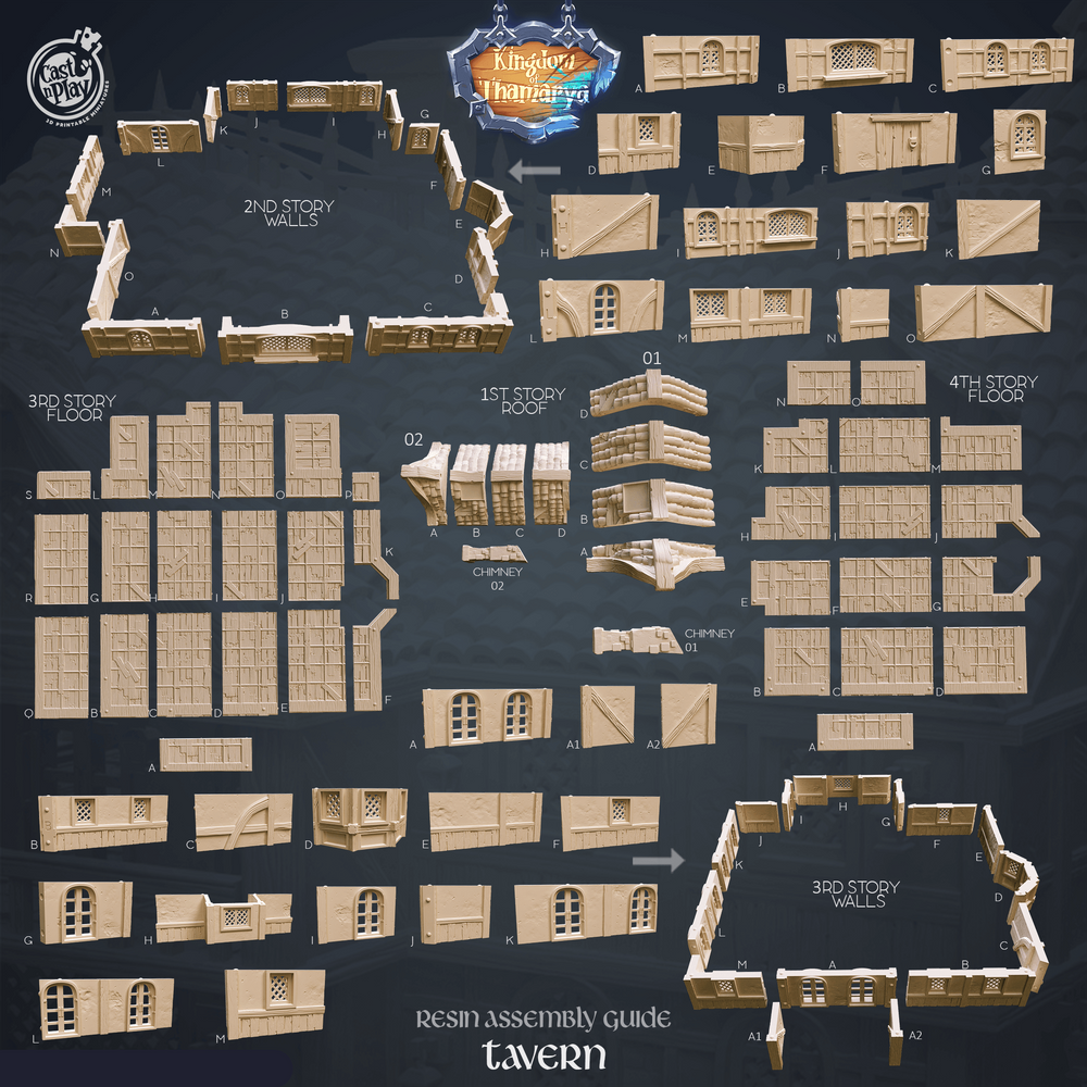 3D Printed Cast n Play Tavern Kingdom Of Thamarya 28mm 32mm D&D (Online Only)