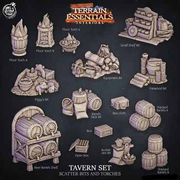 3D Printed Cast n Play Tavern Scatter Bits and Torches Terrain Essentials 28mm 32mm D&D (Online Only)