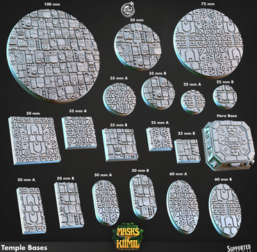 3D Printed Cast n Play Temple Bases Masks of Kiimil 28mm 32mm D&D (Online Only)
