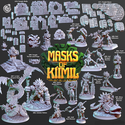 3D Printed Cast n Play Temple Bases Masks of Kiimil 28mm 32mm D&D (Online Only)