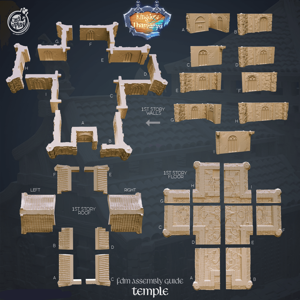 3D Printed Cast n Play Temple Kingdom Of Thamarya 28mm 32mm D&D (Online Only)