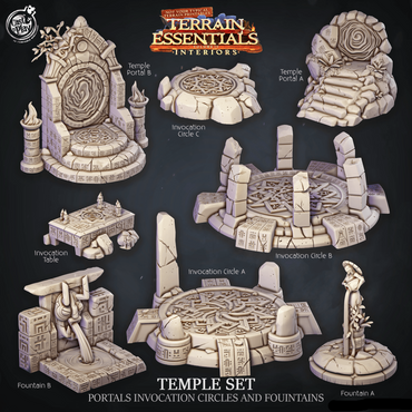 3D Printed Cast n Play Temple Portals, Invocation Circles and Fountains Terrain Essentials 28mm 32mm D&D (Online Only)