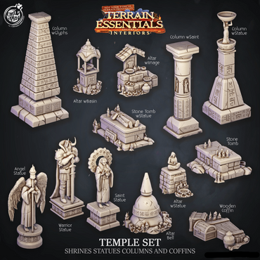3D Printed Cast n Play Temple Shrines, Statues, Columns and Coffins Terrain Essentials 28mm 32mm D&D (Online Only)