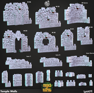 3D Printed Cast n Play Temple Walls Masks of Kiimil 28mm 32mm D&D (Online Only)
