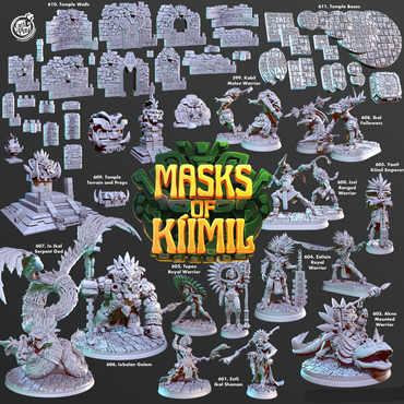 3D Printed Cast n Play Temple Walls Masks of Kiimil 28mm 32mm D&D (Online Only)