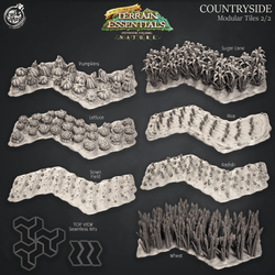3D Printed Cast n Play Terrain Essentials Nature Meadows & Countryside Terrain - Countryside Modular Tiles Set 28mm 32mm D&D (Online Only)