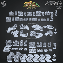 3D Printed Cast n Play Terrain Essentials Nature - Meadows Seamless Flower Bits Set 28mm 32mm D&D (Online Only)